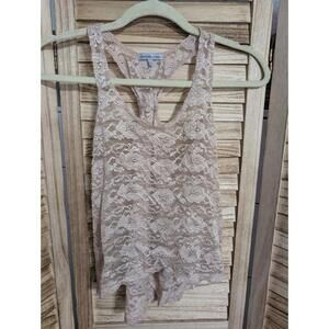 Charlotte Russe Tan With Lace Tank top Size Small  Y2K